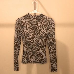 Mesh Leopard Print Long Sleeve